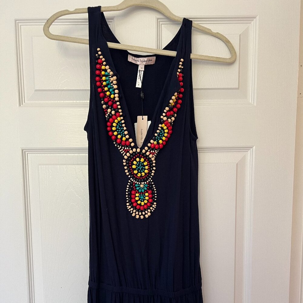 Navy Beaded Romper